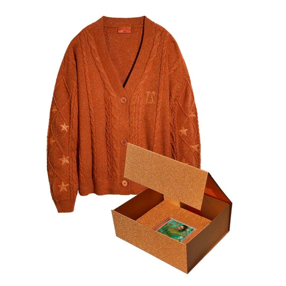 Taylor Swift Size  XL 2X Cardigan The Life Of A Showgirl  CD Box Set Orange New - Picture 1 of 11